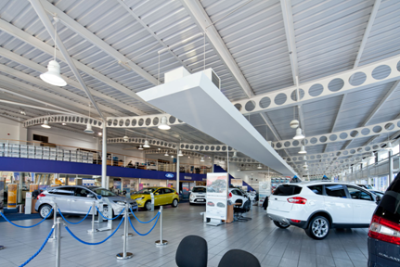 Architectural use of curved cellular beams in a car show room, Hull (Image courtesy of Kloeckner Metals UK Westok)