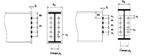 Standard flexible end plate connections