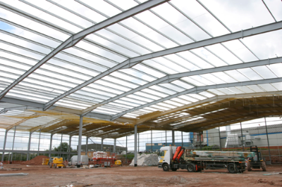 ‘Hit and miss’ multi-bay building during construction
