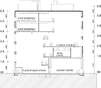 The steelwork incorporates two atria which begin at different levels