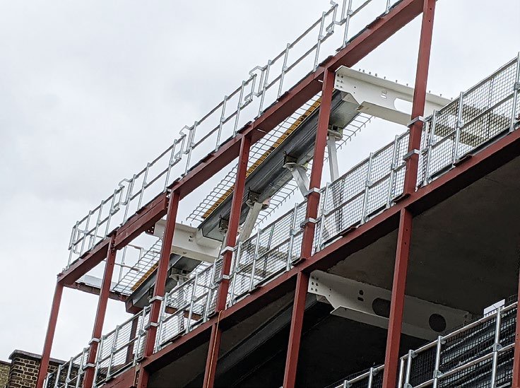 Structural steelwork forms the building's main frame and was delivered in a modular format