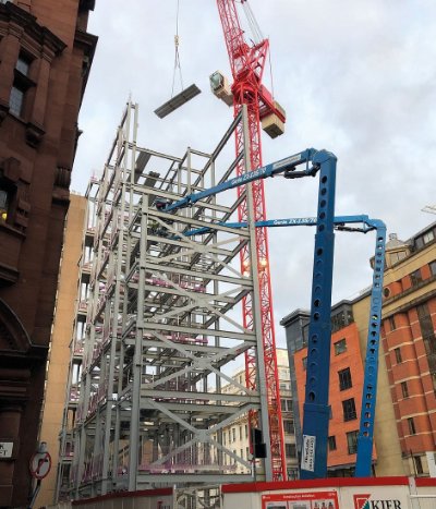 Leach initially erected the steel core