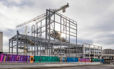 The cinema structure begins to be erected