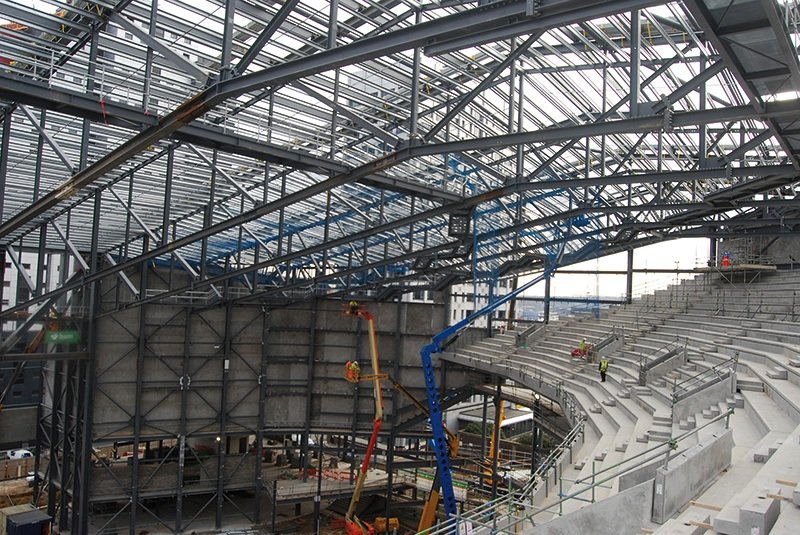 A complex steel frame