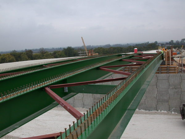 Headed studs on steel beams for shear connection A41 Aston Clinton Bypass