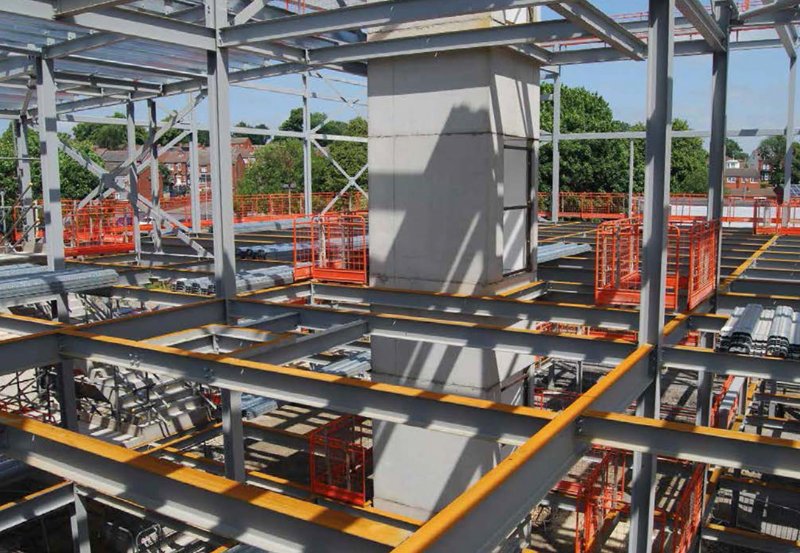 Along with the steel, Billington also installed a precast lift shaft and stairs