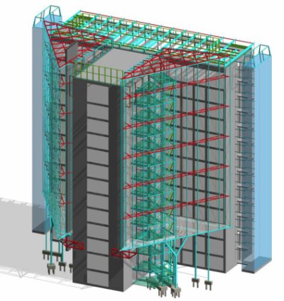 Diagram showing the steelwork additions to the East Wing