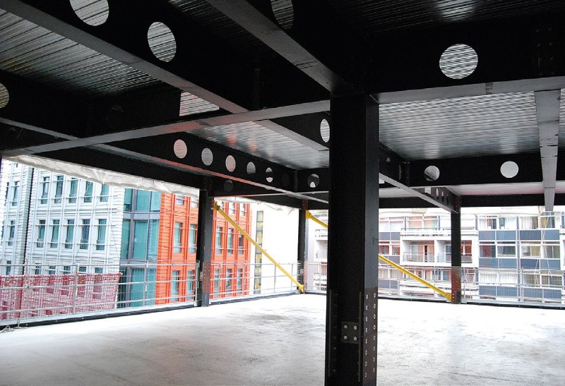 The exposed steel-framed design requires an additional top coat of paint to be applied onsite