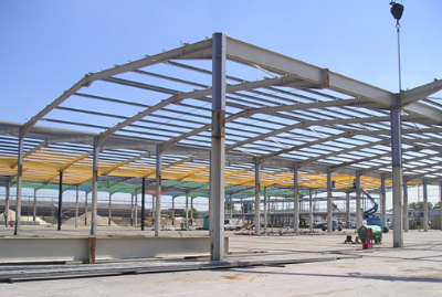 Column splices used to increase the height of the existing building