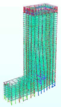 Model showing the main tower and the six-storey podium