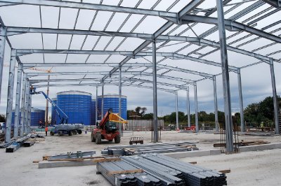 The structure is a propped portal frame