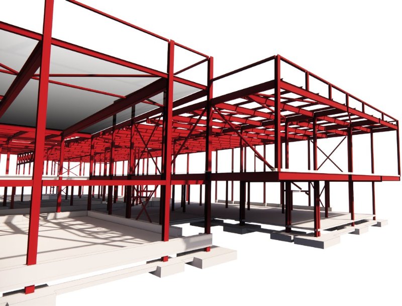 The new steel frame creates the Centre's new feature cantilevering entrance