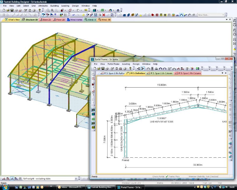 Portal frame analysis software (Fastrak model courtesy of Trimble)