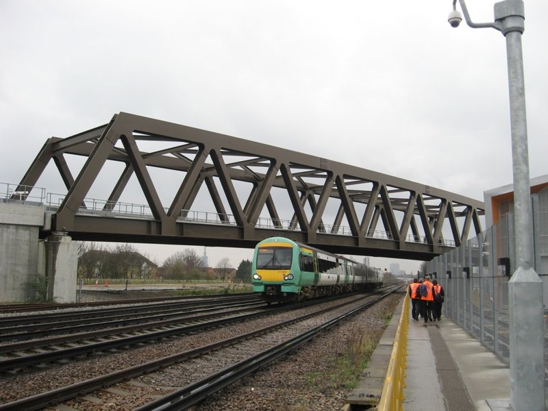Through truss railway bridge New Cross Gate Flyover, London