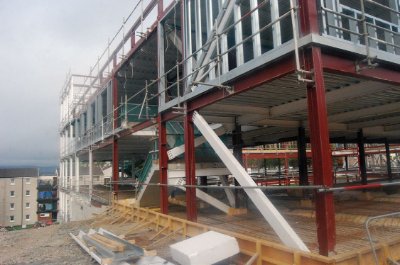 Bracing is located around the stairwells