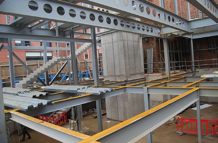 Cellular beams create the first-floor spaces