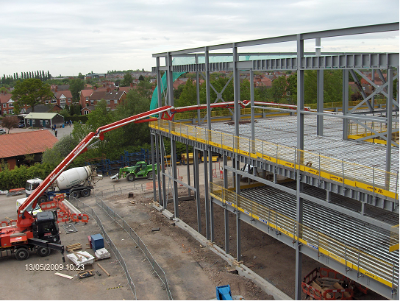 Rapid concreting operation by pump