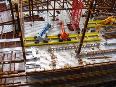MEWPs on a partly erected steel frame