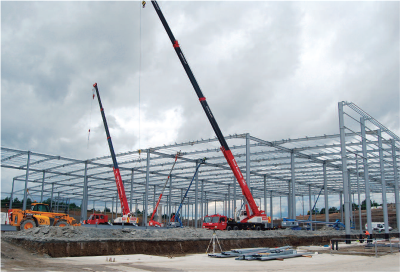 portal frames under construction