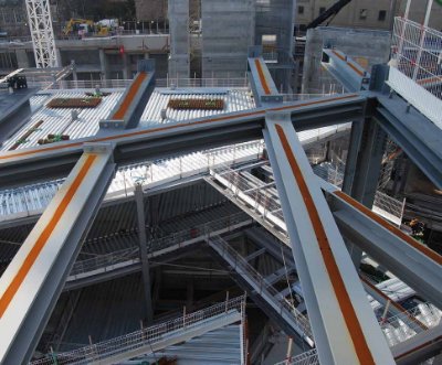 The smaller residential grid sits above the retail elements of the project