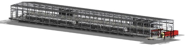 Model showing the twin-propped portal frame