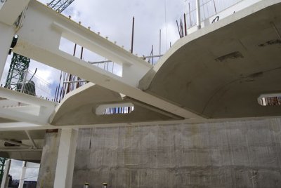 Fisher has installed bespoke coffers between the steel beams
