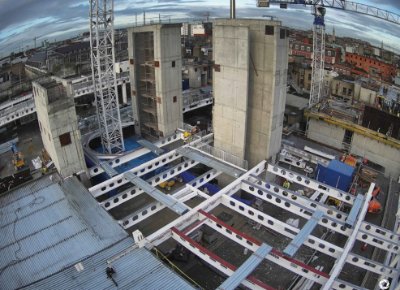 New steel-framed floors are being added to the existing structure