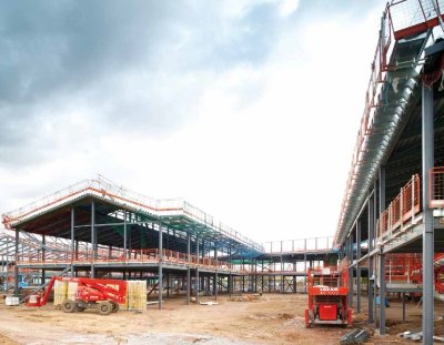 All of the steelwork was erected in 12 weeks, aiding the neccessary quick construction programme