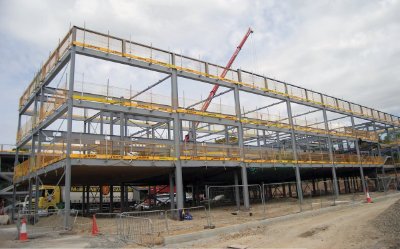Steelwork supporting precast planks was chosen as the most economic solution