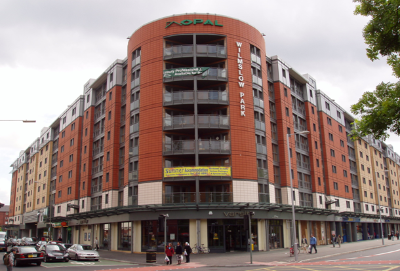 Typical podium structure in which seven storeys of residential units are supported on a composite structure frame below (Image courtesy of The Design Buro, Rollalong and Ayrshire Framing)