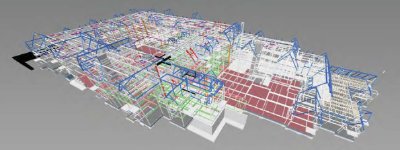 Model showing the complex steel frame