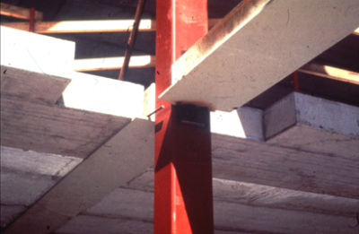 Example of the use of Shallow floor system supporting precast concrete slabs