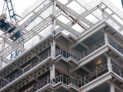 The steel frame nears completion