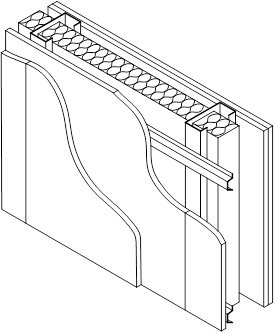 Illustration of resilient bars within separating wall