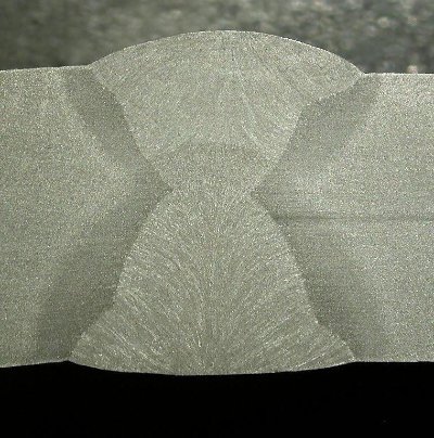 Macro of a vee butt weld (Image courtesy of Mabey Bridge Ltd.)