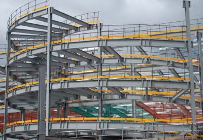 The ramp for the main rooftop car park
