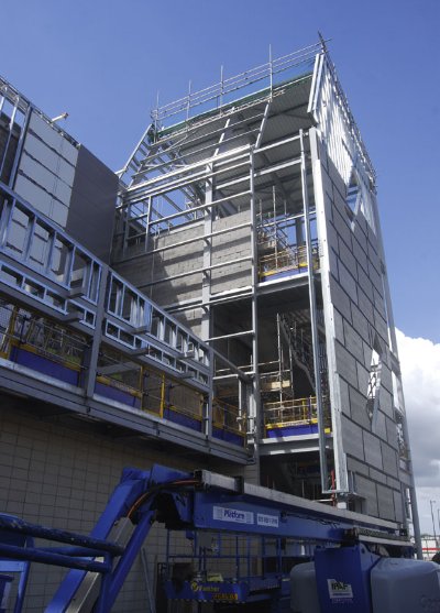 The main anchor structure has three feature steel-framed stair modules