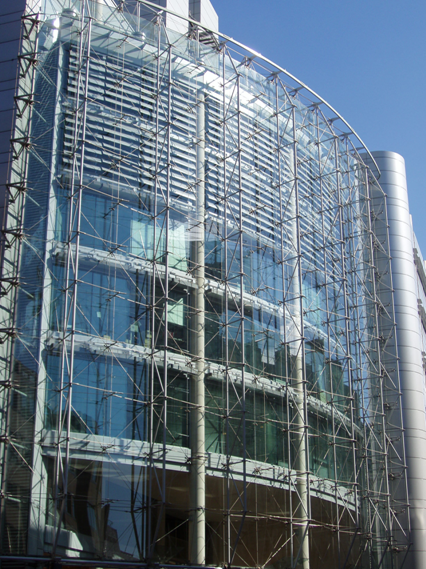 Glass façade to Marks and Spencer, Finsbury Pavement, Moorgate, London