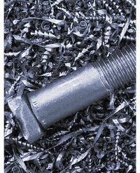 Swarfe produced by drilling holes in structural steel members