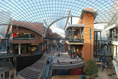 Complex structural steelwork at Cabot Circus, Bristol (Image courtesy of S.H.Structures Ltd.)