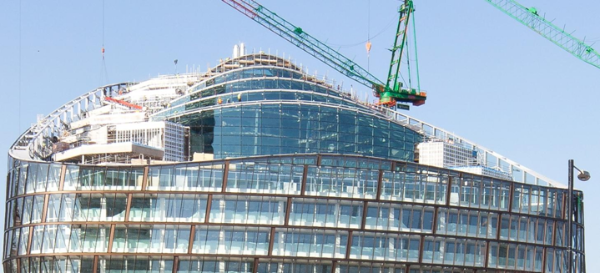 Double façade steel glazing system used in a multi-storey steel framed office building, 1 Angel Square, Manchester (Image courtesy of Severfield (NI) Ltd.)