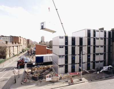 Modular units used in multi storey social housing project in London (Image courtesy of Portakabin)