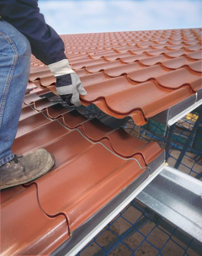 Composite tile ‘look a like’ panel used in a residential building (Image courtesy of Kingspan Panels and Profiles)