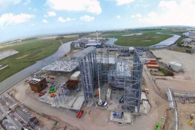 Construction of the plant is taking place around a number of existing businesses
