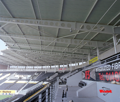 Cellular beams in a sports stadium (Image courtesy of Kloeckner Metals UK Westok)