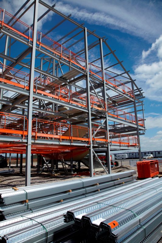 Diagonal steel bracing – Silverstone (Image courtesy of Kingspan Structural Products)