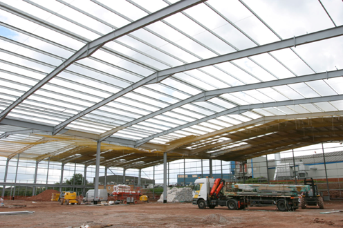 ‘Hit-and-miss’ multi-bay building during construction