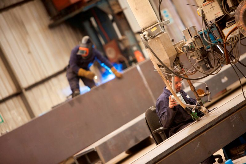 Minimal PPE required for SAW welding (Image courtesy of Mabey Bridge Ltd.)