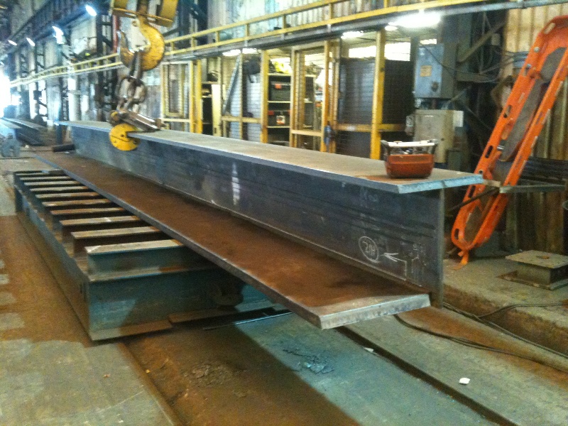 Example of an asymmetric fabricated girder (J-section)