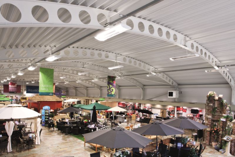 Curved steelwork at Hayes Garden Centre (Image courtesy of Kloeckner Metals UK Westok)